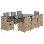 Set comedor de jardín 9 pzas con cojines ratán sintético beige von , Gartensets - Ref: Foro24-3262874, Preis: 1,00 €, Rabatt: %