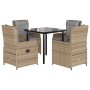 Set comedor de jardín 5 pzas con cojines ratán sintético beige by , Garden sets - Ref: Foro24-3262876, Price: 496,02 €, Disco...