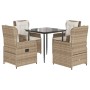Set comedor de jardín 5 pzas con cojines ratán sintético beige von , Gartensets - Ref: Foro24-3262883, Preis: 569,14 €, Rabat...