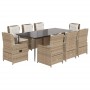Set comedor de jardín 9 pzas con cojines ratán sintético beige von , Gartensets - Ref: Foro24-3262888, Preis: 1,00 €, Rabatt: %