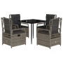 Set comedor de jardín 5 piezas con cojines ratán sintético gris by , Garden sets - Ref: Foro24-3262986, Price: 485,92 €, Disc...