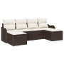 Conjunto de sofá de jardín con cojín 6 pcs Marrón Poliratán