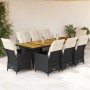 Set de mesa y sillas de jardín 9 pzas y cojines ratán PE negro by , Garden sets - Ref: Foro24-3277255, Price: 1,00 €, Discoun...