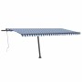 Toldo de pie automático azul y blanco 500x300 cm by , Awnings - Ref: Foro24-3069786, Price: 588,82 €, Discount: %
