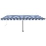Toldo de pie automático azul y blanco 500x300 cm by , Awnings - Ref: Foro24-3069786, Price: 588,82 €, Discount: %