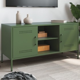 Mueble de TV de acero verde oliva 100,5x39x50,5 cm de , Muebles TV - Ref: Foro24-842992, Precio: 113,17 €, Descuento: %