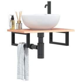 Estante de lavabo de pared de acero y madera maciza de roble von , Badezimmerwaschtische - Ref: Foro24-3302561, Preis: 70,62 ...