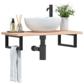 Estante de lavabo de pared de acero y madera maciza de roble by , bathroom vanities - Ref: Foro24-3302329, Price: 72,16 €, Di...