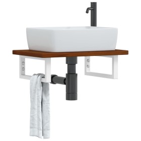 Estante de lavabo de pared de acero y madera maciza de roble by , bathroom vanities - Ref: Foro24-3302348, Price: 76,91 €, Di...