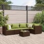 Set muebles de jardín 6 piezas y cojines ratán sintético marrón by , Garden sets - Ref: Foro24-3308102, Price: 413,77 €, Disc...