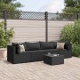 Set de muebles de jardín 5 pzas y cojines ratán sintético negro by , Garden sets - Ref: Foro24-3308011, Price: 401,45 €, Disc...