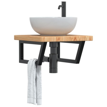 Estante de lavabo de pared de acero y madera maciza de roble by , bathroom vanities - Ref: Foro24-3302411, Price: 99,67 €, Di...