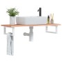 Estante de lavabo de pared de acero y madera maciza de roble de , Tocadores de baño - Ref: Foro24-3302568, Precio: 95,29 €, D...