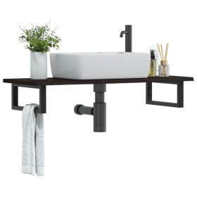 Estante de lavabo de pared de acero y madera maciza de roble by , bathroom vanities - Ref: Foro24-3302589, Price: 69,31 €, Di...