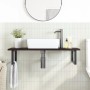 Estante de lavabo de pared de acero y madera maciza de roble de , Tocadores de baño - Ref: Foro24-3302625, Precio: 88,50 €, D...