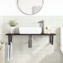 Estante de lavabo de pared de acero y madera maciza de roble de , Tocadores de baño - Ref: Foro24-3302627, Precio: 85,16 €, D...