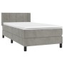 Cama box spring con colchón terciopelo gris claro 100x200 cm