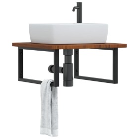 Estante de lavabo de pared de acero y madera maciza de roble von , Badezimmerwaschtische - Ref: Foro24-3302485, Preis: 105,90...