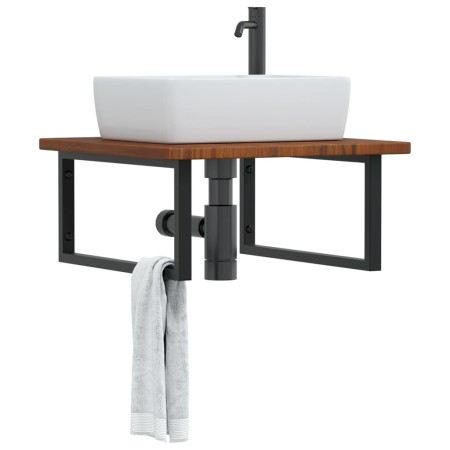 Estante de lavabo de pared de acero y madera maciza de roble von , Badezimmerwaschtische - Ref: Foro24-3302485, Preis: 105,90...
