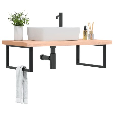 Estante de lavabo de pared de acero y madera maciza de haya by , bathroom vanities - Ref: Foro24-3302521, Price: 169,13 €, Di...
