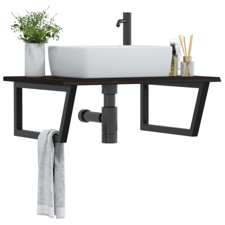 Estante de lavabo de pared de acero y madera maciza de roble by , bathroom vanities - Ref: Foro24-3302659, Price: 88,74 €, Di...