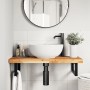 Estante de lavabo de pared acero y madera maciza de acacia von , Badezimmerwaschtische - Ref: Foro24-3302741, Preis: 93,15 €,...
