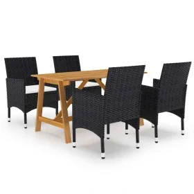 Black 5-Piece Garden Dining Set by vidaXL, Garden sets - Ref: Foro24-3068735, Price: 384,96 €, Discount: %