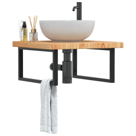 Estante de lavabo de pared de acero y madera maciza de roble von , Badezimmerwaschtische - Ref: Foro24-3302493, Preis: 138,62...