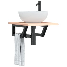 Estante de lavabo de pared de acero y madera maciza de roble von , Badezimmerwaschtische - Ref: Foro24-3302535, Preis: 58,09 ...