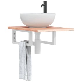 Estante de lavabo de pared de acero y madera maciza de roble de , Tocadores de baño - Ref: Foro24-3302556, Precio: 69,66 €, D...