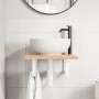 Estante de lavabo de pared de acero y madera maciza de roble