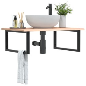 Estante de lavabo de pared de acero y madera maciza de roble de , Tocadores de baño - Ref: Foro24-3302633, Precio: 97,71 €, D...