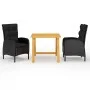 Black 3-Piece Garden Dining Set by vidaXL, Garden sets - Ref: Foro24-3068690, Price: 354,47 €, Discount: %