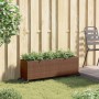Jardinera con ruedas y 3 maceteros ratán PE marrón 107x32x38 cm de , Maceteros y jardineras - Ref: Foro24-366420, Precio: 73,...