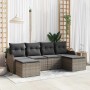 Conjunto de sofá de jardín con cojín 6 pcs Gris Poliratán