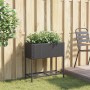 Jardinera con estante ratán sintético negro by , Pots and planters - Ref: Foro24-366387, Price: 68,07 €, Discount: %
