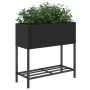 Jardinera con estante ratán sintético negro by , Pots and planters - Ref: Foro24-366387, Price: 68,07 €, Discount: %