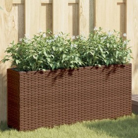 Jardinera con 2 maceteros de ratán sintético marrón 90x20x40 cm de , Maceteros y jardineras - Ref: Foro24-366408, Precio: 61,...