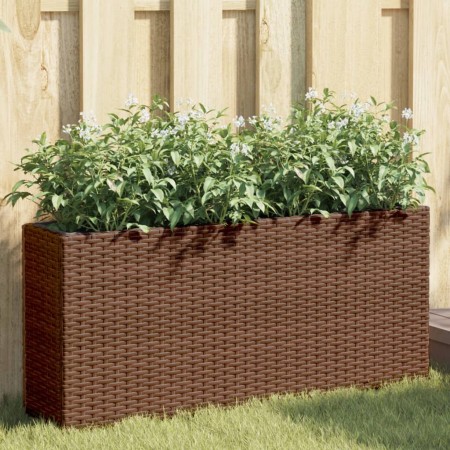 Jardinera con 2 maceteros de ratán sintético marrón 90x20x40 cm de , Maceteros y jardineras - Ref: Foro24-366408, Precio: 61,...