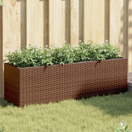 Jardinera con 3 maceteros ratán sintético marrón 105x30x32 cm de , Maceteros y jardineras - Ref: Foro24-366417, Precio: 73,73...
