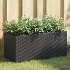 Jardinera de jardín con 2 maceteros ratán PE negro 72x30x32 cm de , Maceteros y jardineras - Ref: Foro24-366422, Precio: 53,0...