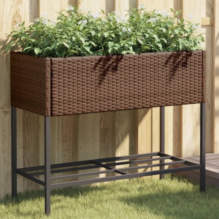 Jardineras con estante 2 uds ratán sintético marrón 90x40x75 cm de , Maceteros y jardineras - Ref: Foro24-3210508, Precio: 14...
