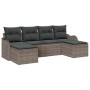 Conjunto de sofá de jardín con cojín 6 pcs Gris Poliratán