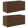 Jardineras con 2 maceteros 2 uds ratán PE marrón 72x30x32 cm by , Pots and planters - Ref: Foro24-3210529, Price: 87,41 €, Di...