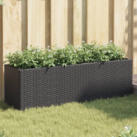 Jardineras con 3 maceteros 2 uds ratán PE negro 105x30x32 cm de , Maceteros y jardineras - Ref: Foro24-3210522, Precio: 133,2...