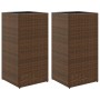 Jardineras 2 unidades ratán sintético marrón 40x40x80 cm de , Maceteros y jardineras - Ref: Foro24-3210520, Precio: 156,42 €