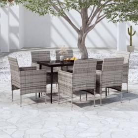 Juego de comedor de jardín 7 piezas con cojines gris y negro von , Gartensets - Ref: Foro24-3099314, Preis: 471,90 €, Rabatt: %
