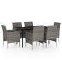 Juego de comedor de jardín 7 piezas con cojines gris y negro by , Garden sets - Ref: Foro24-3099314, Price: 454,19 €, Discoun...