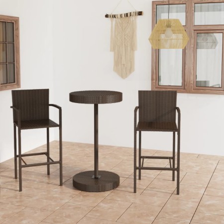 Conjunto de bar para jardín 3 piezas ratán sintético marrón von , Gartensets - Ref: Foro24-3064768, Preis: 235,84 €, Rabatt: %