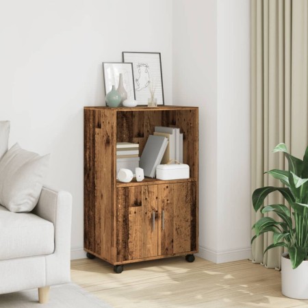 Armario con ruedas madera de ingeniería envejecida 55x40x91 cm by , Sideboards - Ref: Foro24-853189, Price: 73,28 €, Discount: %